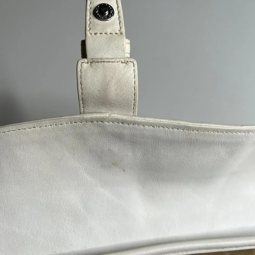 Vintage‎ Coach Hampton White Leather Satchel Purse #9267 – Structured Top Handle